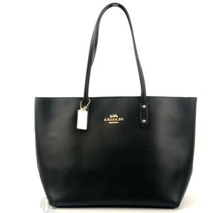 COACH Women's Town Tote Bag Black Leather tote bag